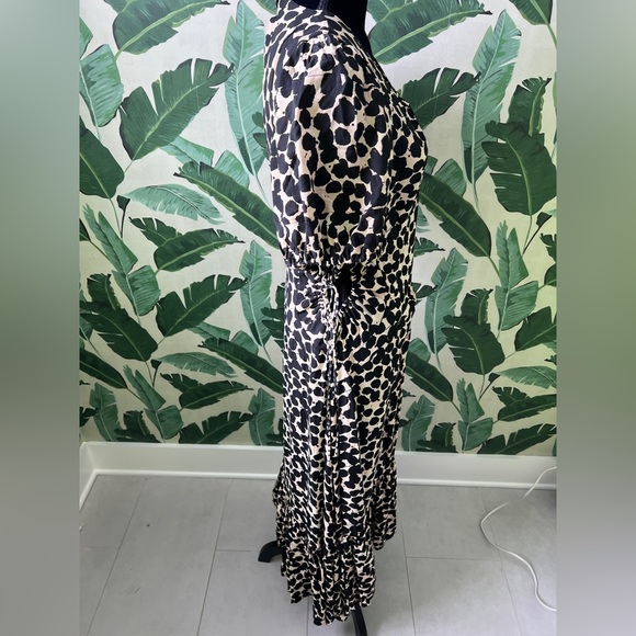 Proenza Schouler Printed Short Sleeve Cinched Dress Womens 12 NWT Black Cream - Picture 13 of 14